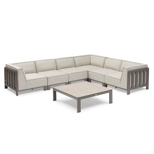 Ibiza Medium Corner Sofa Set With Square Coffee Table - Latte