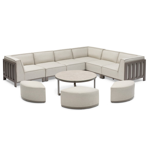 Ibiza Medium Corner Sofa Set With Round Coffee Table - Latte