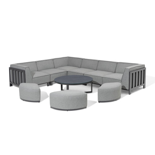 Ibiza Medium Corner Sofa Set With Round Coffee Table - Zinc Grey