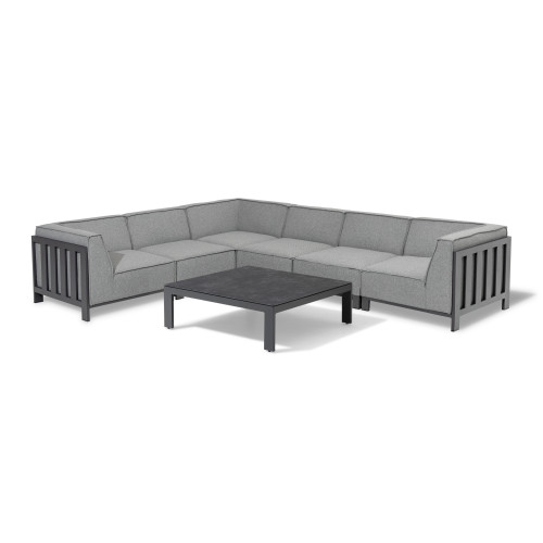 Ibiza Medium Corner Sofa Set With Square Coffee Table - Zinc Grey