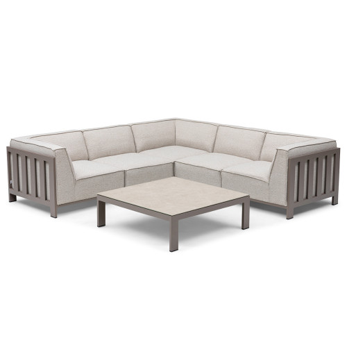 Ibiza Small Corner Sofa Set With Square Coffee Table - Latte