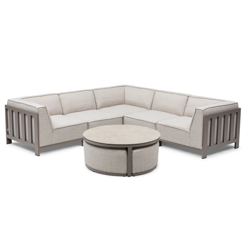 Ibiza Small Corner Sofa Set With Round Coffee Table - Latte