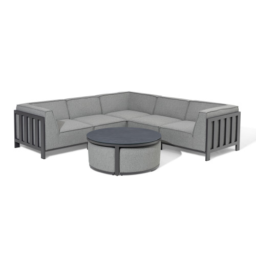 Ibiza Small Corner Sofa Set With Round Coffee Table - Zinc Grey