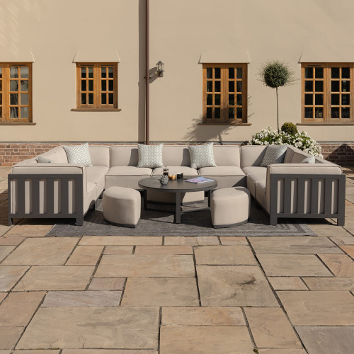 Ibiza U Shape Sofa Set With Round Coffee Table - Oatmeal