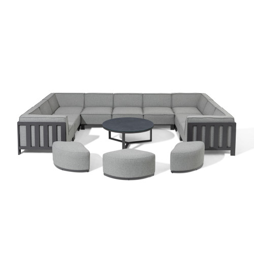 Ibiza U Shape Sofa Set With Round Coffee Table - Zinc Grey