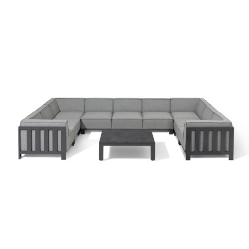 Ibiza U Shape Sofa Set With Square Coffee Table - Zinc Grey