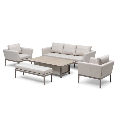 Pulse 3 Seat Sofa Set with Rising Table - Latte