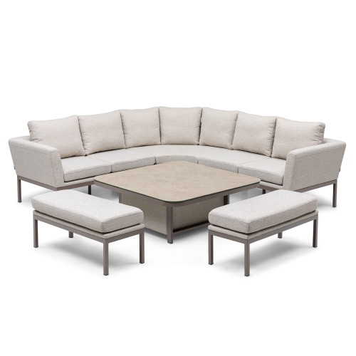 Pulse Deluxe Square Corner Dining Set with Rising Table - Latte