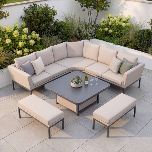 Pulse Deluxe Square Corner Dining Set with Rising Table / Oatmeal