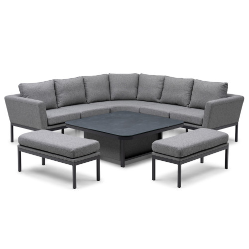 Pulse Deluxe Square Corner Dining Set with Rising Table - Zinc Grey