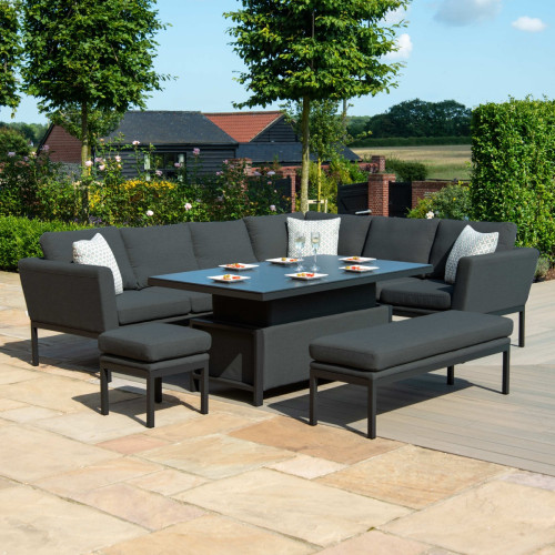 Pulse Square Corner Dining Set with Rising Table / Charcoal