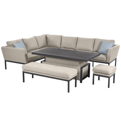 Pulse Rectangular Corner Dining Set with Rising Table / Oatmeal