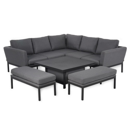 Pulse Square Corner Dining Set with Rising Table / Flanelle