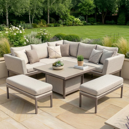 Pulse Square Corner Dining Set with Rising Table - Latte