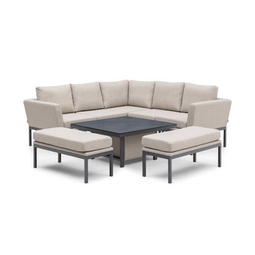 Pulse Square Corner Dining Set with Rising Table / Oatmeal