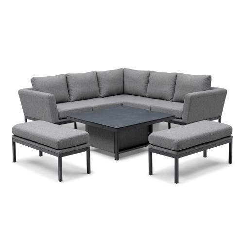 Pulse Square Corner Dining Set with Rising Table - Zinc Grey