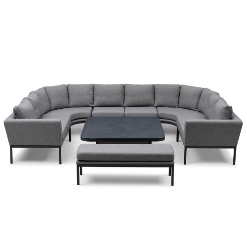 Pulse U Shape Corner Dining Set with Rising Table - Zinc Grey