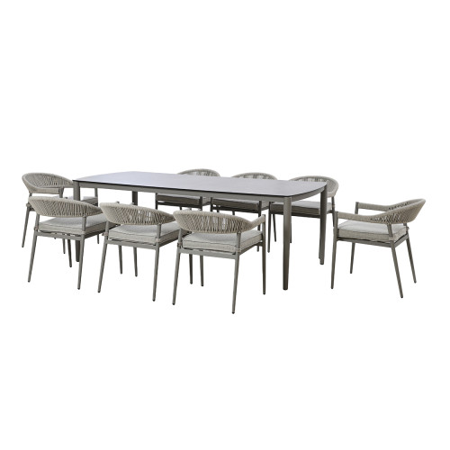 Florence 8 Seat Rectangular Dining Set - Cool Linen