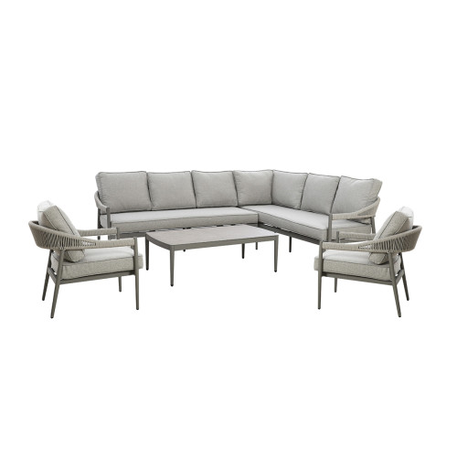 Florence Large Corner Sofa Set With Armchair x2 - Cool Linen