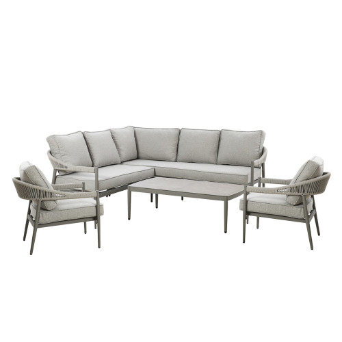 Florence Small Corner Sofa Set With Armchair x2 - Cool Linen