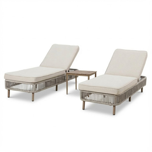 Havana 3pc Sunlounger Set - Natural Linen