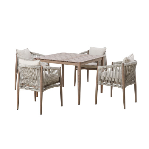 Havana 4 Seat Square Dining Set - Natural Linen