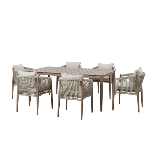 Havana 6 Seat Rectangular Dining Set - Natural Linen