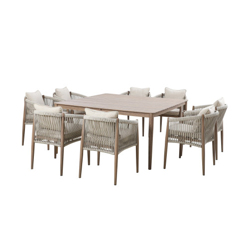 Havana 8 Seat Square Dining Set - Natural Linen