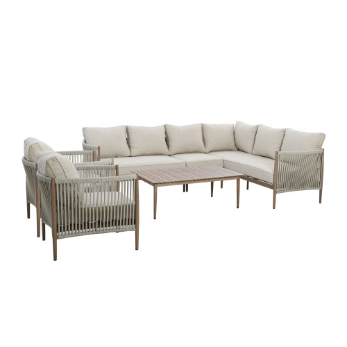 Havana Large Corner Sofa Set With Armchair x2 - Natural Linen