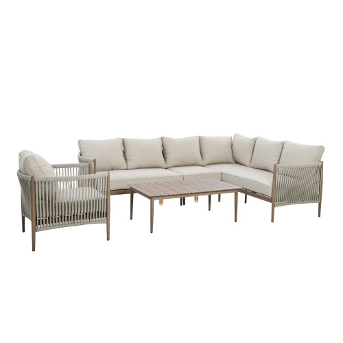 Havana Large Corner Sofa Set With Armchair - Natural Linen
