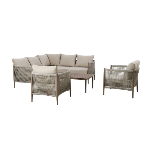 Havana Small Corner Sofa Set With Armchair x2 - Natural Linen
