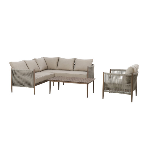 Havana Small Corner Sofa Set With Armchair - Natural Linen