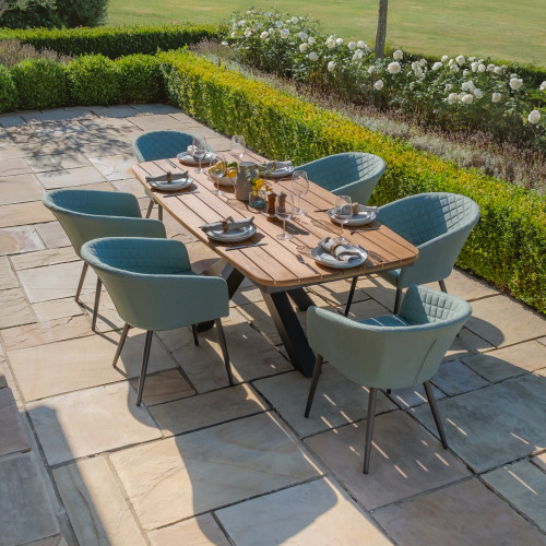 Jakarta Teak Oval Dining Table With Ambition Dining Chairs - Sage Green