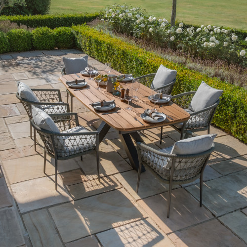 Jakarta Teak Oval Dining Table With Monaco Dining Chairs - Ivy Green