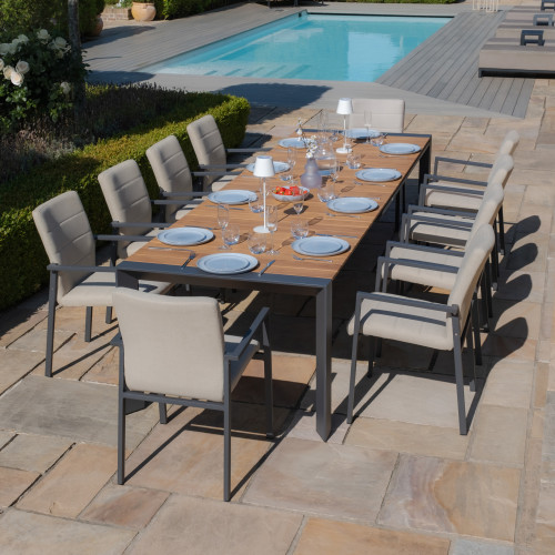 Jakarta Teak Rectangular Extending Dining Table With Ibiza Dining Chairs - Oatmeal