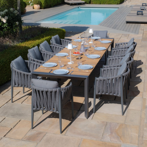 Jakarta Teak Rectangular Extending Dining Table With Milan Dining Chairs - Charcoal
