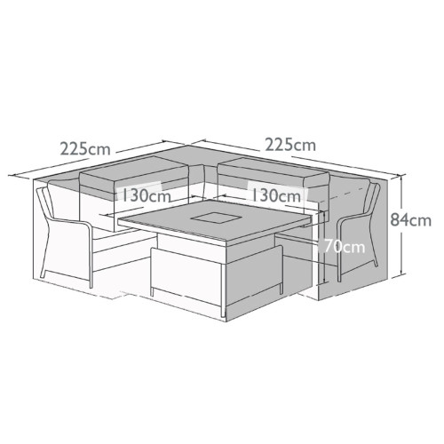 Outdoor Cover for Large Square Corner Set with Rising Table (Ascot/Harrogate Deluxe Corner)