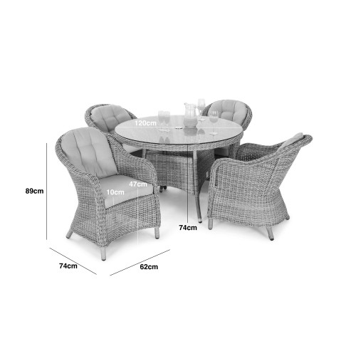 Oxford 4 Seat Round Dining Set With Heritage Chairs (Ceramic Glass)