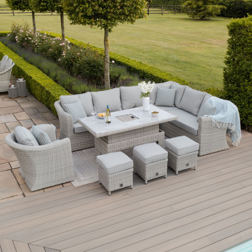 Oxford Deluxe Corner Dining Set with Rising Table and Armchair (Ceramic Glass)