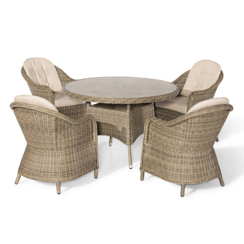 Winchester 4 Seat Round Dining Set With Heritage Chairs (Ceramic Glass)