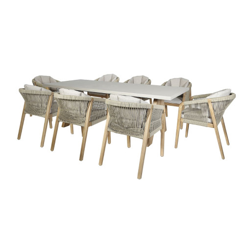 Martinique 8 Seat Rectangular Dining Set - Light Brown