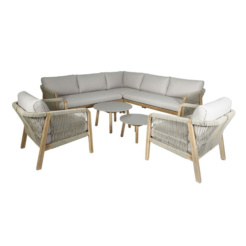 New Martinique Corner Sofa Set & Armchair x2 - Light Brown