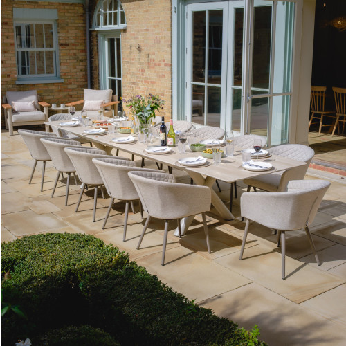 Maxim 8 - 12 Seat Extending Dining Table - Latte with Ambition Chairs - Latte