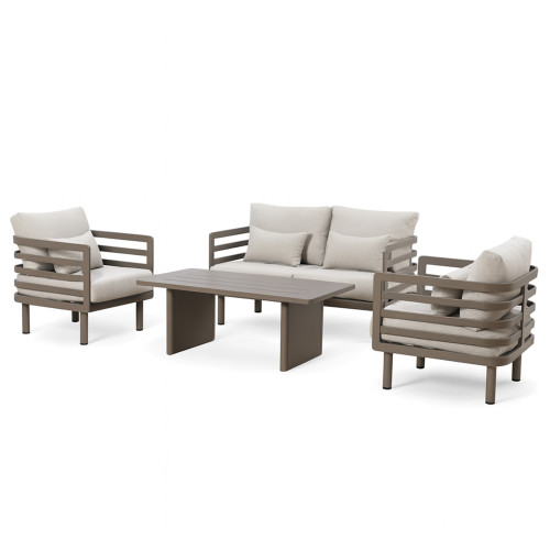 Metro 2 Seat Sofa Set with Rectangular Coffee Table - Café