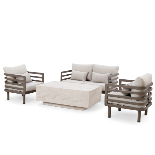 Metro 2 Seat Sofa Set with Rectangular Sintered Stone Coffee Table
