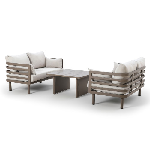 Metro 2 Seat Sofa Set x 2 with Rectangular Coffee Table - Café