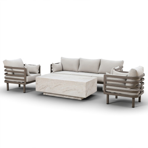 Metro 3 Seat Sofa Set with Rectangular Sintered Stone Coffee Table