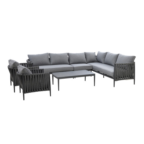 Milan Large Corner Sofa Set With Armchair x2 - Charcoal