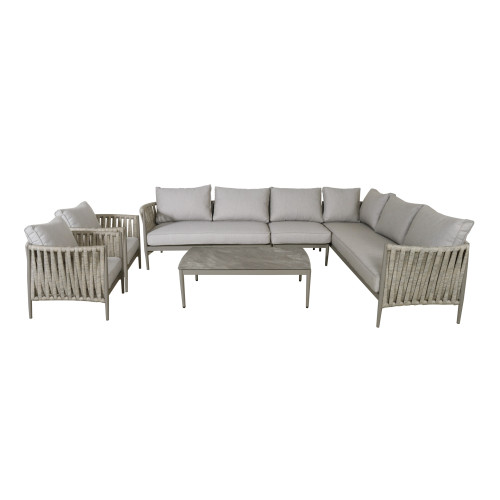 Milan Large Corner Sofa Set With Armchair x2 - Cool Linen