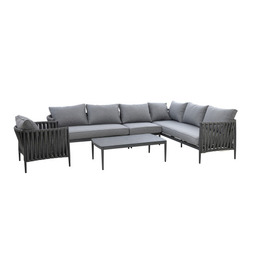 Milan Large Corner Sofa Set With Armchair - Charcoal